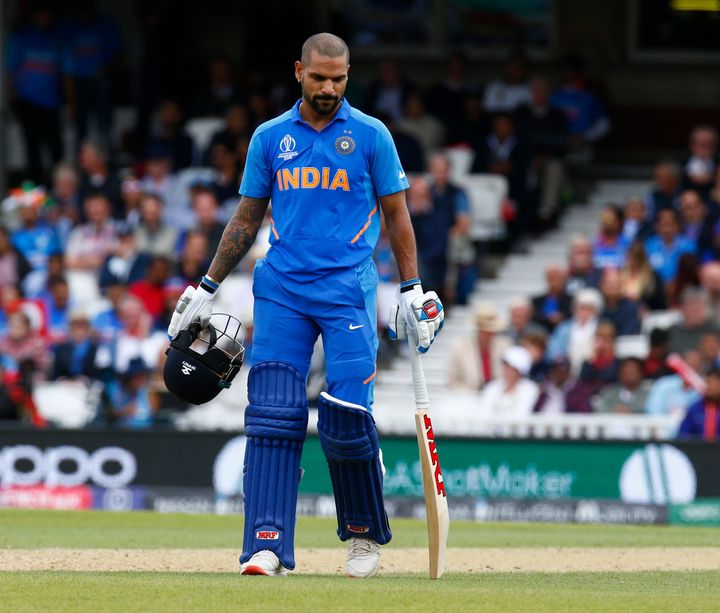 Shikhar Dhawan of India during ICC Cricket World Cup between India and Australia at the Oval Stadium on 09 June 2019 in London, England. 