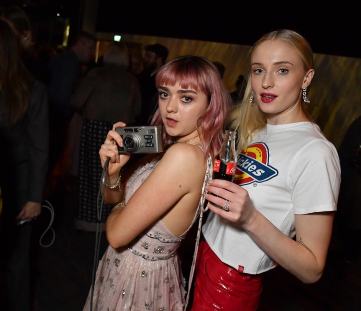 Maisie Williams and Sophie Turner at the Game of Thrones season finale premiere in Belfast in April.