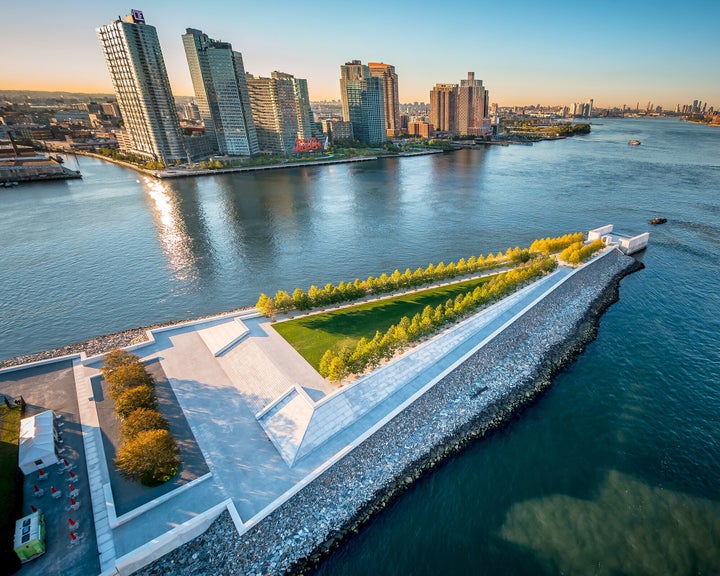The Four Freedoms Park, which opened in 2012, is located on the southern tip of Roosevelt Island in New York City.
