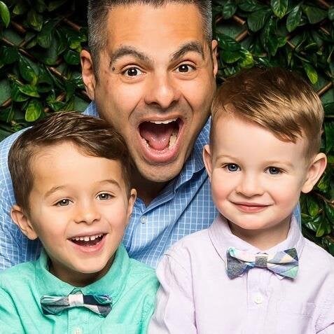 Frank Emanuele with his two kids. Trying to balance work and life just adds to his fatigue.