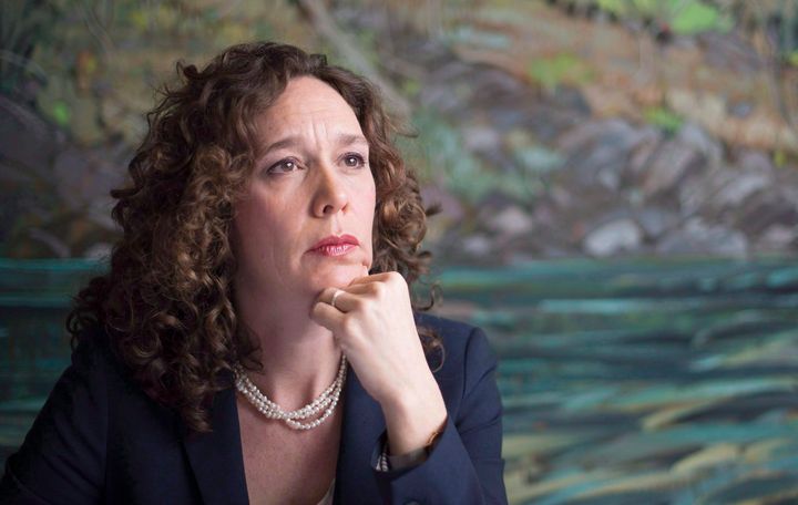 Tzeporah Berman pauses for a moment during a news conference on Canadians' right to be heard on major energy decisions, in Vancouver, B.C. March 23, 2015.
