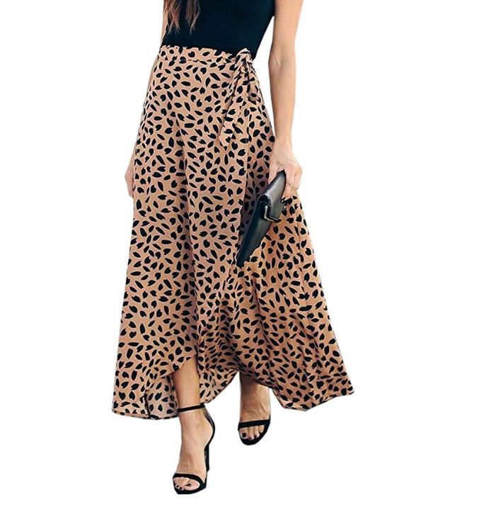 leopard a line midi skirt