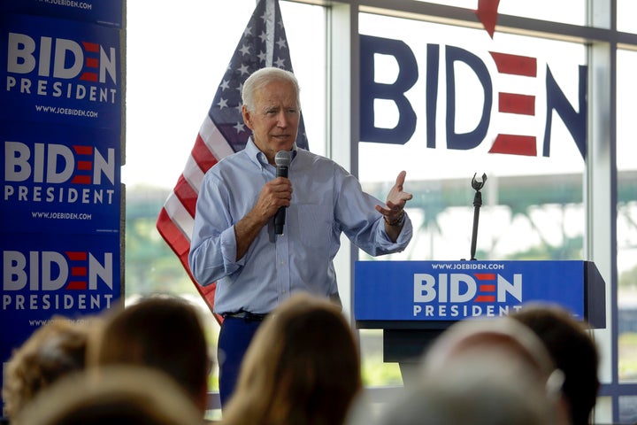 Joe Biden delivers a speech in Iowa on Tuesday attacking President Donald Trump.