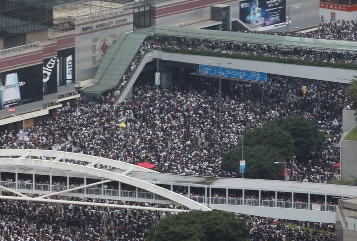 Protestors gathering on Wednesday.