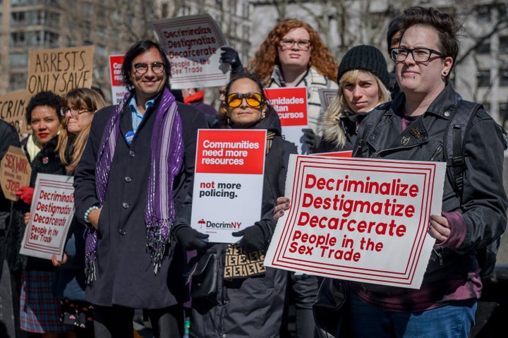 Protesters supporting a movement to decriminalize and decarcerate the sex trades in New York.