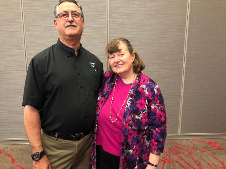 Jean Stanford, right, with her husband, John, at an Iowa GOP fundraiser in West Des Moines, Iowa, on June 11, 2019.