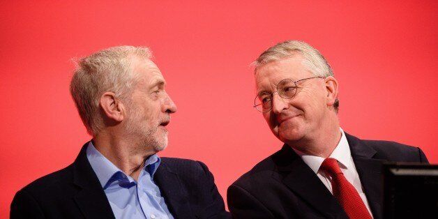 Leader of the Labour Party Jeremy Corbyn and Shadow Foreign Secretary Hilary Benn at Labour party conference in September