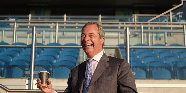 UK Independence Party leader Nigel Farage takes part in a photo call at Doncaster Racecourse at the start of the UK Independence Party annual conference on September 25, 2015 in Doncaster, England. After increasing their vote share following the May General Election campaign the UKIP conference this year focussed primarily on the campaign to leave the European Union ahead of the upcoming referendum on EU membership. (Photo by Ian Forsyth/Getty Images)
