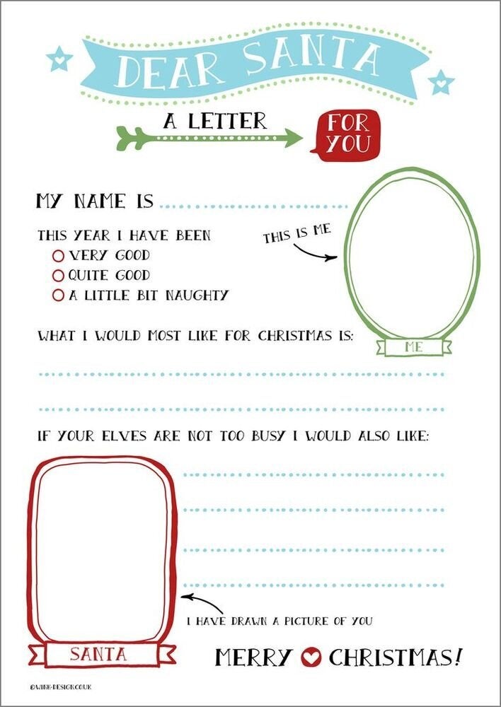 santa letter template for kindergarten