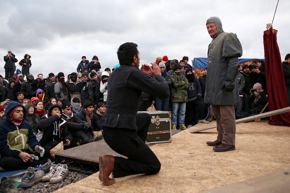 Shakespeare's Globe Actors Perform Hamlet In The Calais Jungle