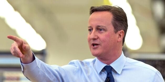 Prime Minister David Cameron speaks to factory staff at the Siemens Chippenham plant in Chippenham, Wiltshire.