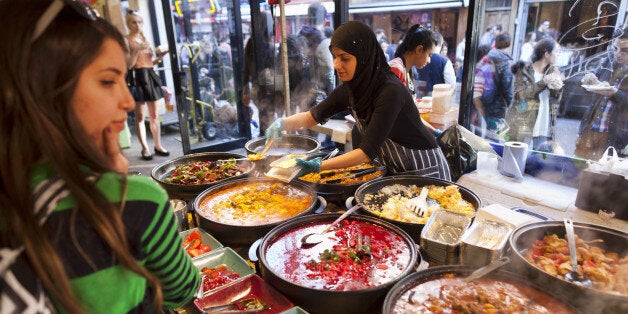 Busy food stalls, Brick Lane