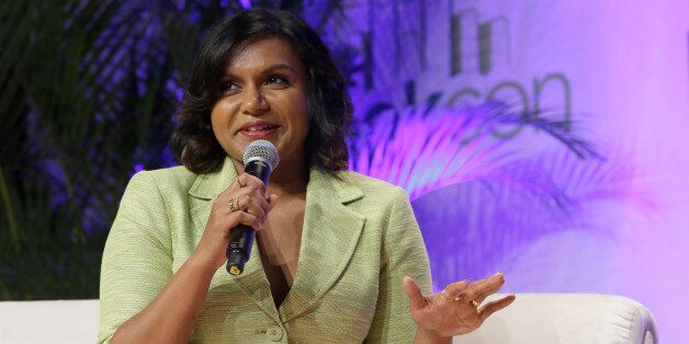 Actress Mindy Kaling speaks during a panel discussion at BookCon, Saturday, May 30, 2015, at the Jacob K. Javits convention center in New York. (AP Photo/Mary Altaffer)