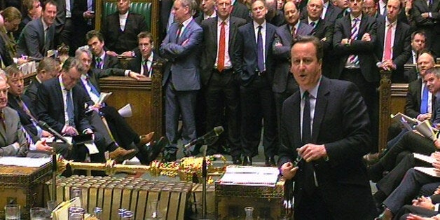 Prime Minister David Cameron speaks during Prime Minister's Questions in the House of Commons, London.