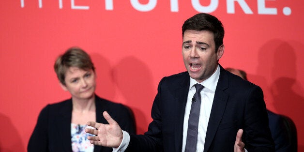 Andy Burnham (right) and Yvette Cooper take part in a Labour Party leadership hustings at Parr Hall, Warrington, Cheshire.