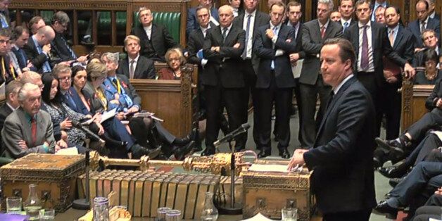 Prime Minister David Cameron makes a statement to MPs in the House of Commons where he is setting out his case for the extension of RAF airstrikes from Iraq into Syria.