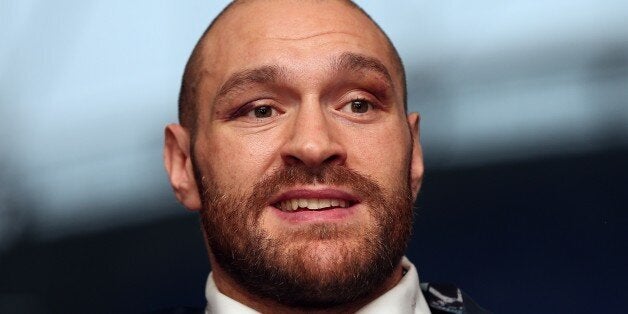 BOLTON, ENGLAND - NOVEMBER 30: Tyson Fury speaks at a press conference at the Macron Stadium on November 30, 2015 in Bolton, England. (Photo by Chris Brunskill/Getty Images)