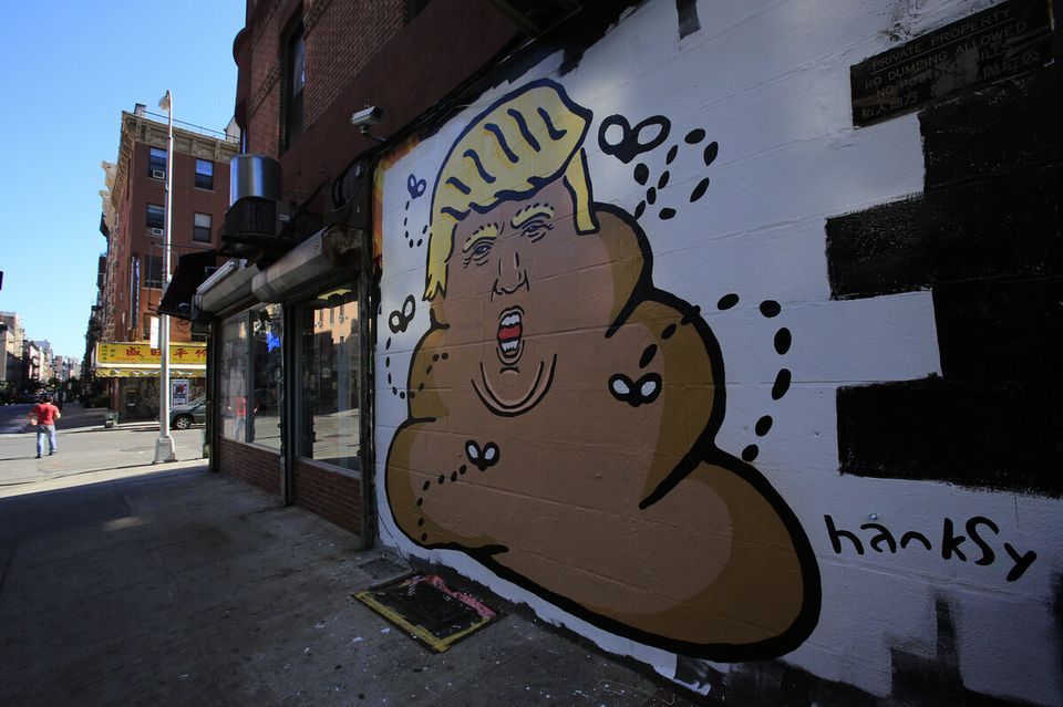 Anti-Donald Trump Mural Painted On Building In Lower Manhattan