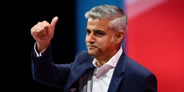 Labour's London mayoral candidate Sadiq Khan receives applause after addressing delegates on the final day of the annual Labour party conference in Brighton on September 30, 2015. AFP PHOTO / LEON NEAL (Photo credit should read LEON NEAL/AFP/Getty Images)