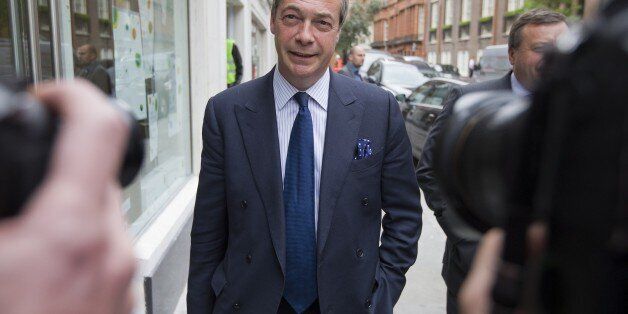 UK Independence Party (UKIP) leader Nigel Farage leaves the party's head office in central London on May 15, 2015. A week after an election in which it won the third-biggest share of the national vote but just one seat in parliament, Britain's UK Independence Party is tearing itself apart in spectacular fashion. First there was charismatic party leader Nigel Farage's short-lived resignation, then a big fallout over finances and on May 14 a stunning attack on him from the head of his election cam