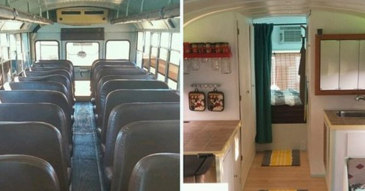 Father And Son Convert School Bus Into Tiny House On Wheels And It's