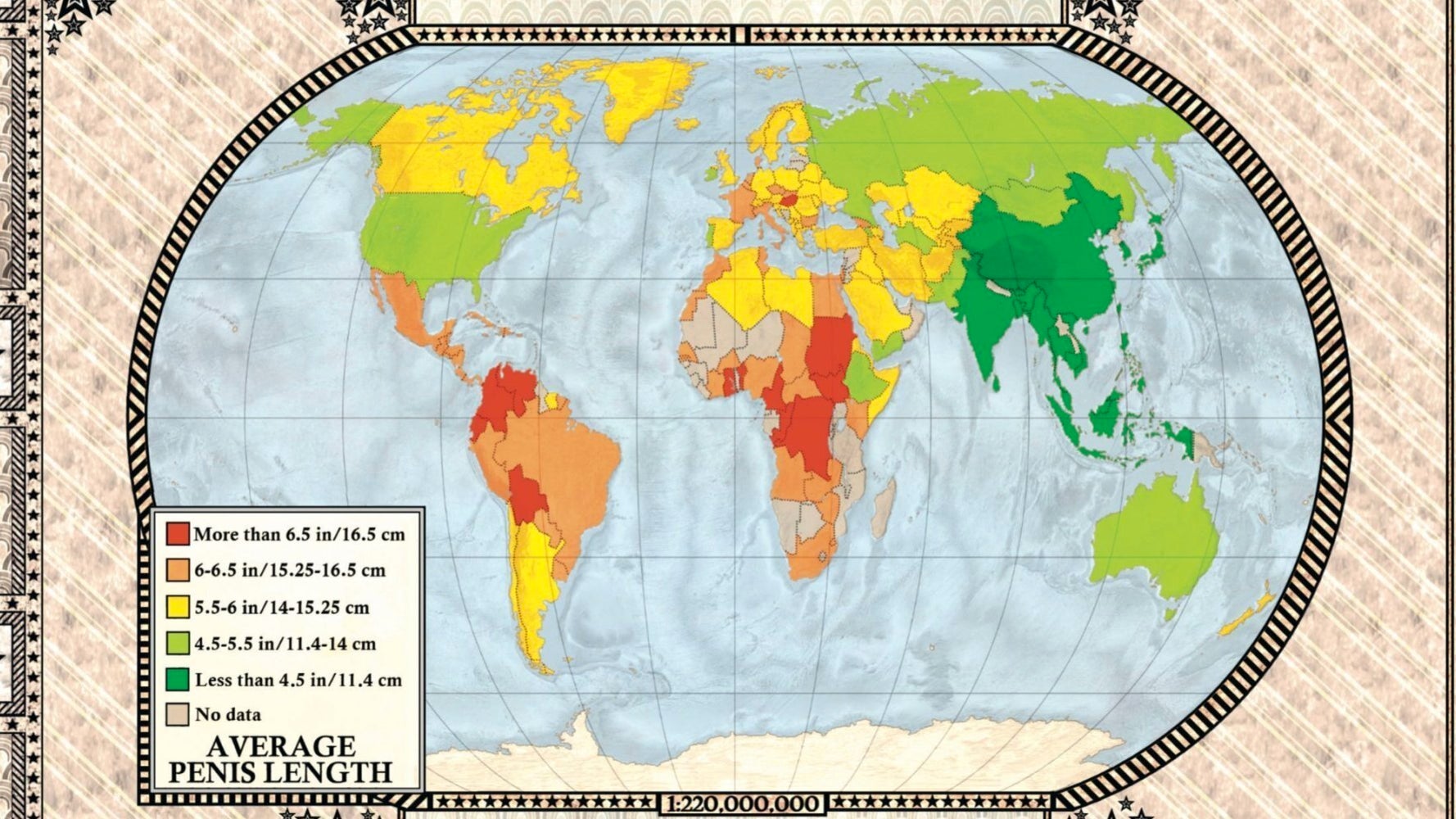 Breast size world map: Yes, it exists, Penis size world map