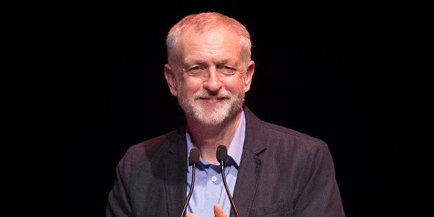 Labour leader Jeremy Corbyn addresses a TUC rally at Glasgow Royal Concert Hall in Scotland.