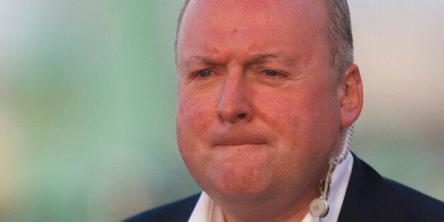 Former Labour spin doctor Damian McBride gives a television interview on the seafront at Brighton, as the release of his memoirs has cast a shadow over the Labour Party Annual Conference being held in the town.