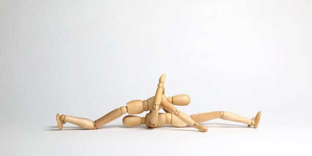 Wooden mannequins sixty-nine position