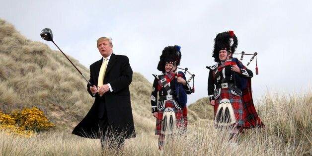 onald Trump visiting the Menie Estate in Aberdeenshire before his golf resort was built