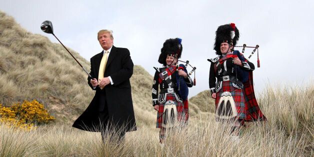 Donald Trump visiting the Menie Estate in Aberdeenshire before his golf resort was built, as the US presidential candidate said he will continue to fight against an offshore wind farm project near the resort after losing a battle in the Supreme Court.