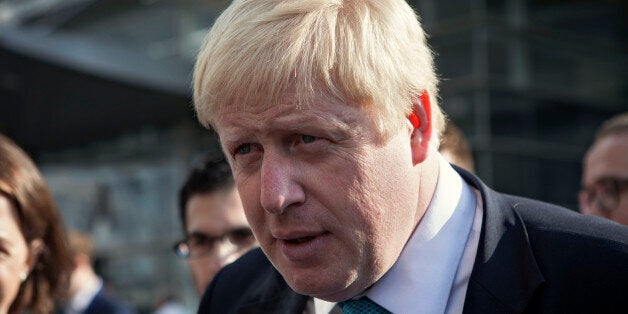 Mayor of London Boris Johnson is seen during his visit to Tel Aviv, Israel, Monday, Nov. 9, 2015. (AP Photo/Dan Balilty)