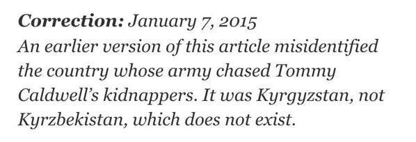 New York Times wins correction of the year with Kyrzbekistan gaffe