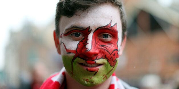 A Wales fan before the 2016 RBS Six Nations match at the Principality Stadium, Cardiff.