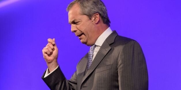 Ukip Party leader Nigel Farage delivers his keynote speech during the UKIP Annual Conference at Doncaster Racecourse.