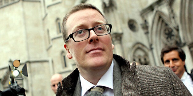 Comedian Frankie Boyle leaves the high Court after winning more than more than 54,000 damages today after a High Court jury concluded that he had been libelled by the Daily Mirror.