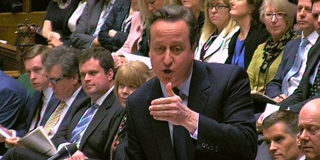 Prime Minister David Cameron speaks during Prime Minister's Questions in the House of Commons, London.