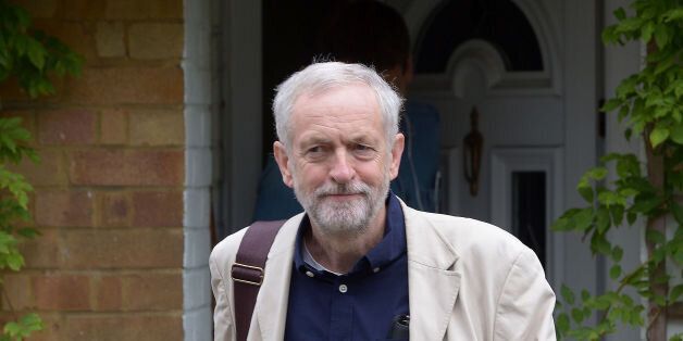 Labour leader Jeremy Corbyn leaves his home in north London.