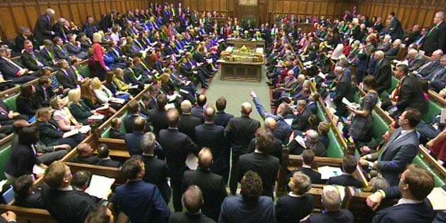 The debating chamber during Prime Minister's Questions in the House of Commons, London.