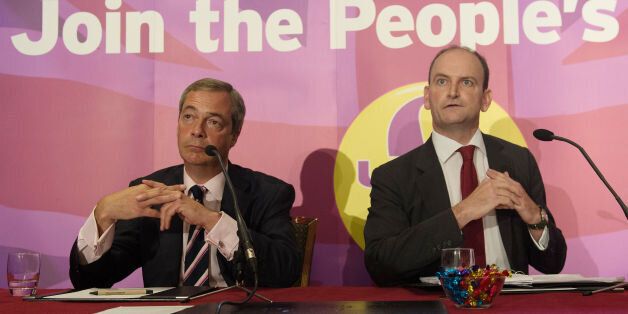 File photo dated 28/08/14 of Ukip leader Nigel Farage (left) with Douglas Carswell, who has issued a fresh call for party leader Nigel Farage to stand down in favour of someone who radiated "sunshine and optimism".
