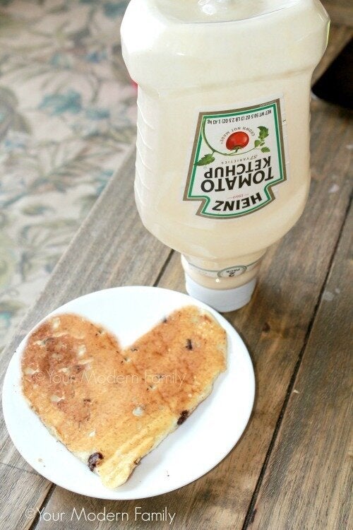 Prepare your pancake batter in an old ketchup bottle.