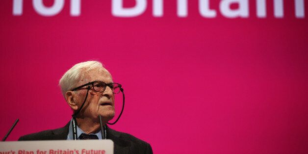 MANCHESTER, ENGLAND - SEPTEMBER 24: 91 year old Harry Leslie Smith delivers an impassioned speech about his life and the NHS on September 24, 2014 in Manchester, England. Ed Miliband, the Leader of the Labour Party, delivered his keynote speech to delegates yesterday, and has since admitted missing out a key passage on the UK's financial deficit. The four-day annual Labour Party Conference finishes today in Manchester. (Photo by Dan Kitwood/Getty Images)