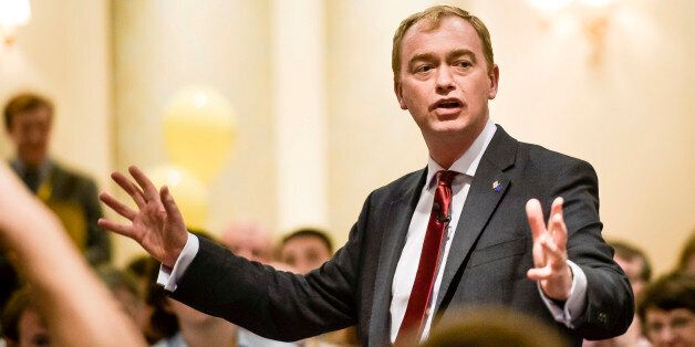 Leader of the Liberal Democrats, Tim Farron, speaks at a fringe event to launch the EU Referendum campaign at the Liberal Democrats annual conference at the Bournemouth International Centre.