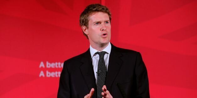 Labou's Shadow Education Secretary Tristram Hunt speaks during a press conference in London, as the party launched their education manifesto with a pledge to give all teenagers face-to-face career advice to stop doors being "closed off" to them as they prepare for work.