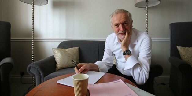 PLEASE NOTE: RETRANSMITTED DUE TO LIFTING OF EMBARGO Labour Party Leader Jeremy Corbyn prepares for his first leader's speech in his hotel room in Brighton during the annual Labour Party conference at the Brighton Centre, Sussex.