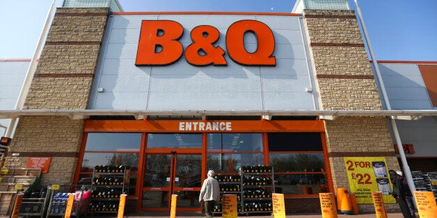 A customer enters a B&Q home improvement store