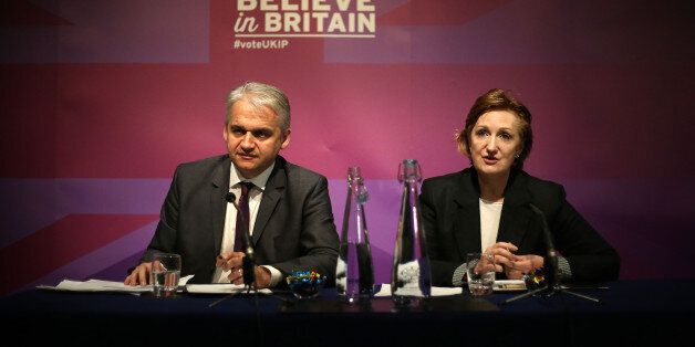 Ukip economic spokesman Patrick O'Flynn and Ukip deputy chairman Suzanne Evans speaking about housing at a press conference in London.