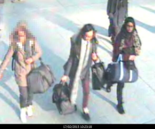 The girls pictured at Gatwick Airport