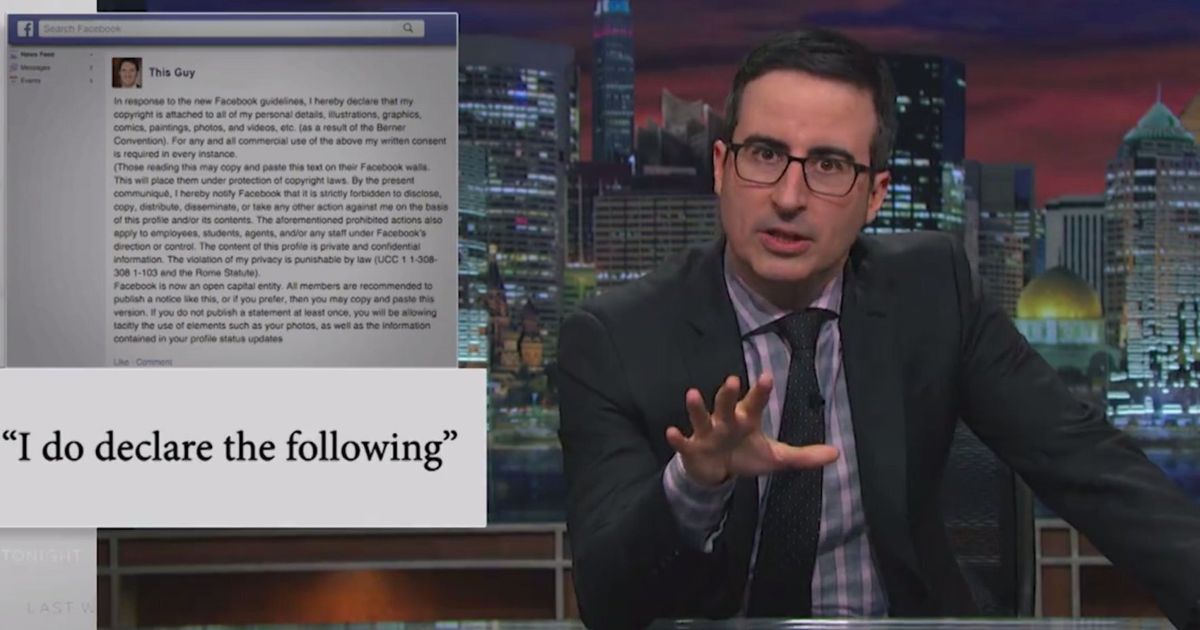 John Oliver Responds To Facebook Copyright Hoax Posts With This ...