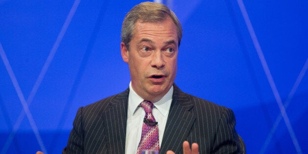 Embargoed to 2245 Thursday May 14 Ukip leader Nigel Farage during filming of the BBC1 programme Question Time, in Uxbridge.